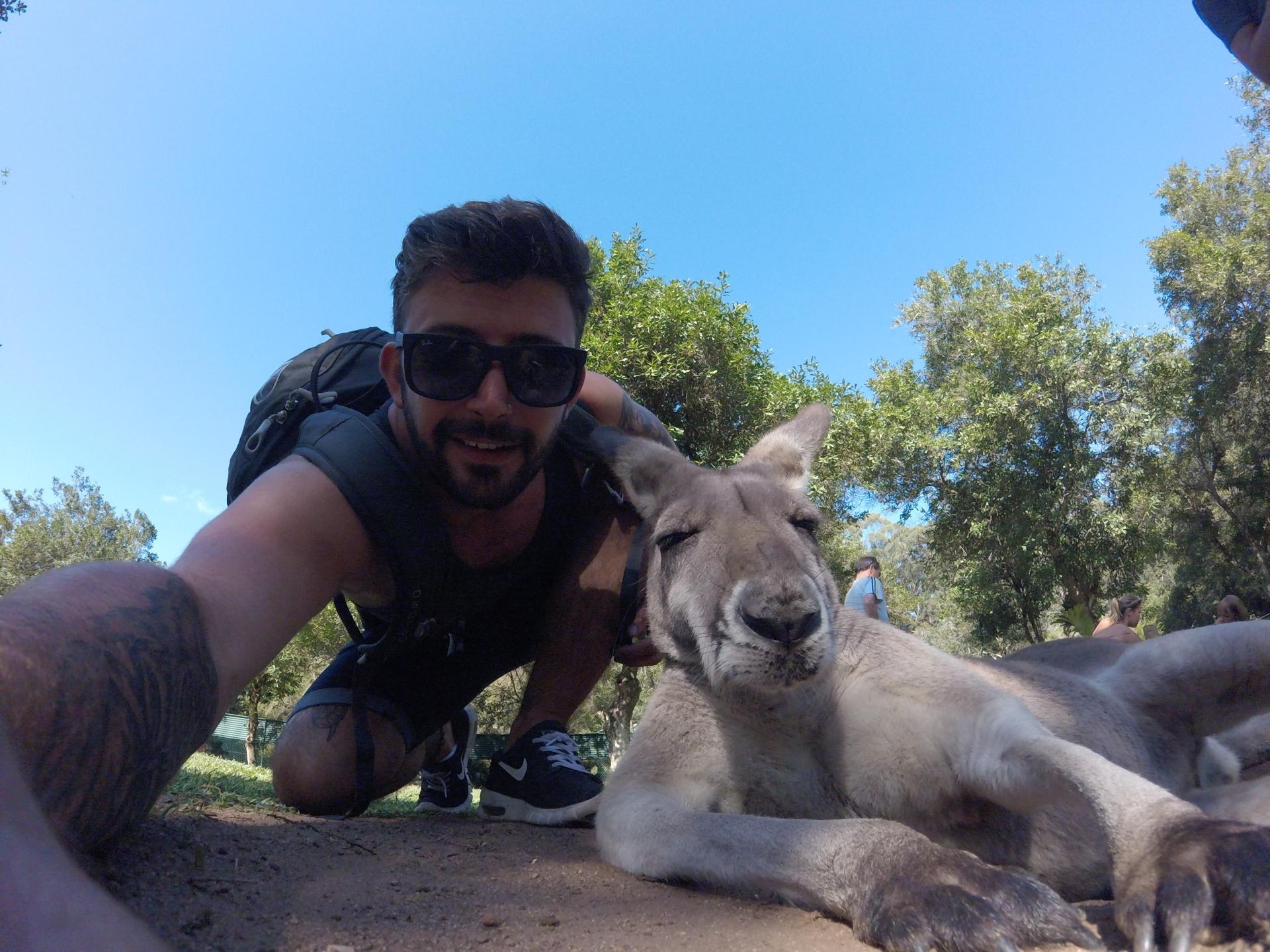 Shaun met een kangaroo