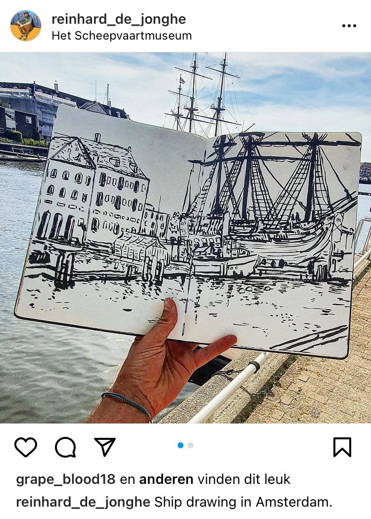 Schets in Instagrambericht van Reinhard De Jonghe