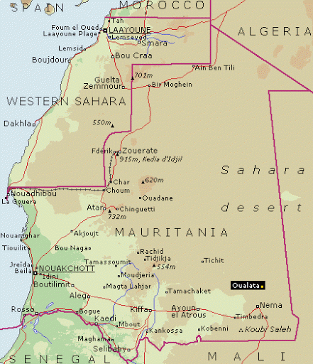 Kaart Mauritanië