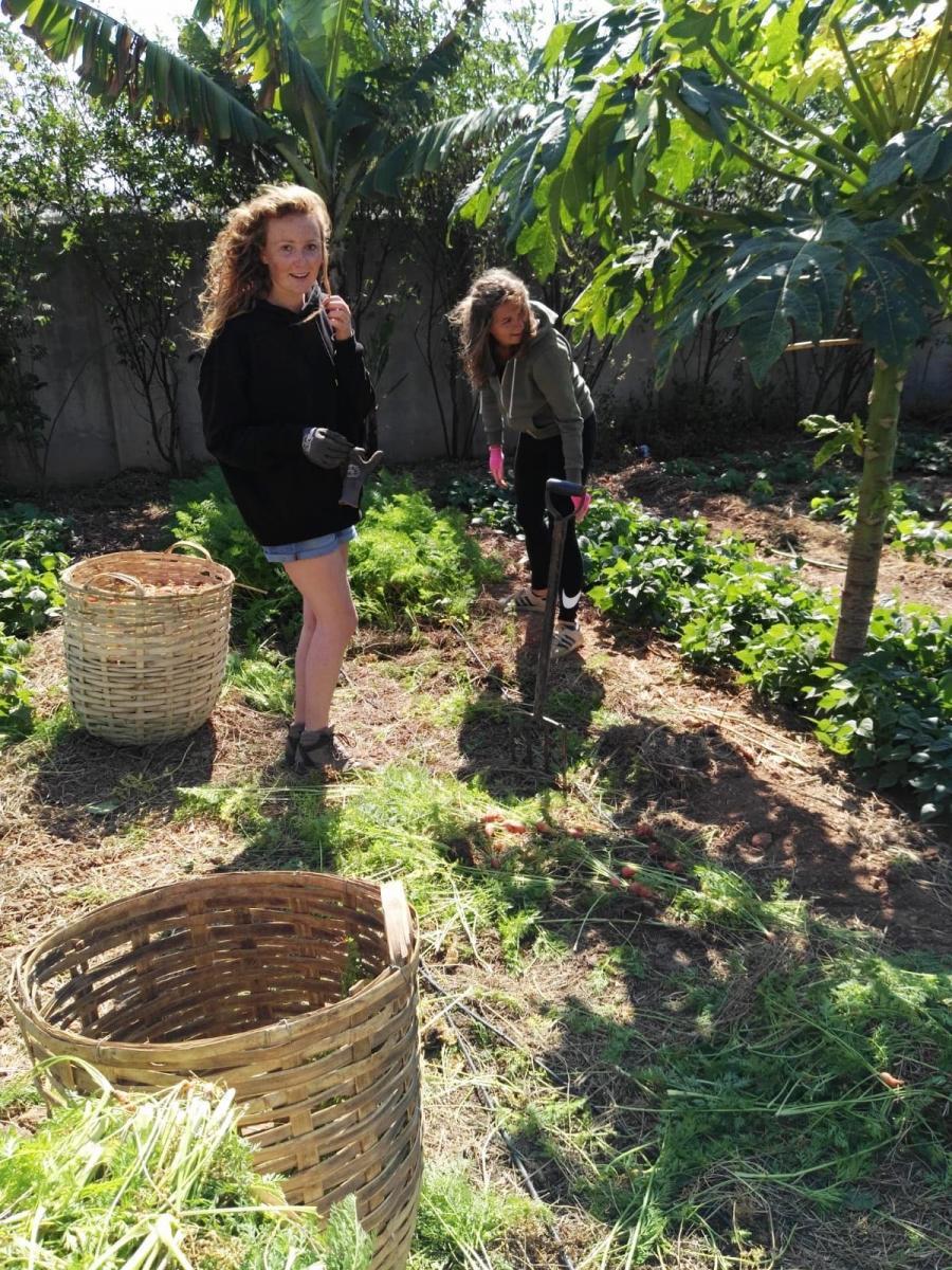 Sarah in moestuin